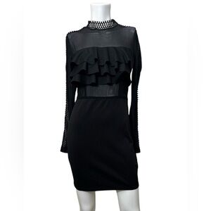Black Mesh Ruffled Dress